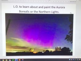 P3/4 Winter art work, the Aurora Borealis. 